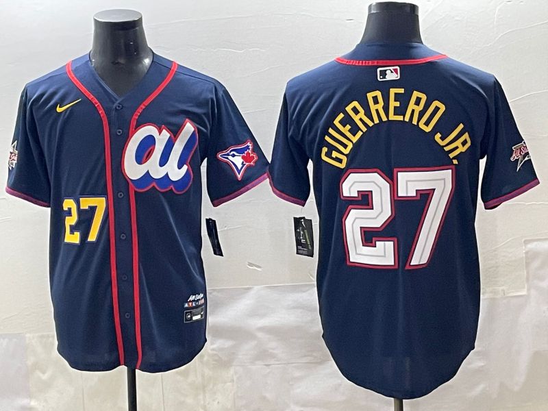 Men 2025 Toronto Blue Jays #27 Guerrero jr Blue All star Blank Blue Nike MLB Jersey style 4
